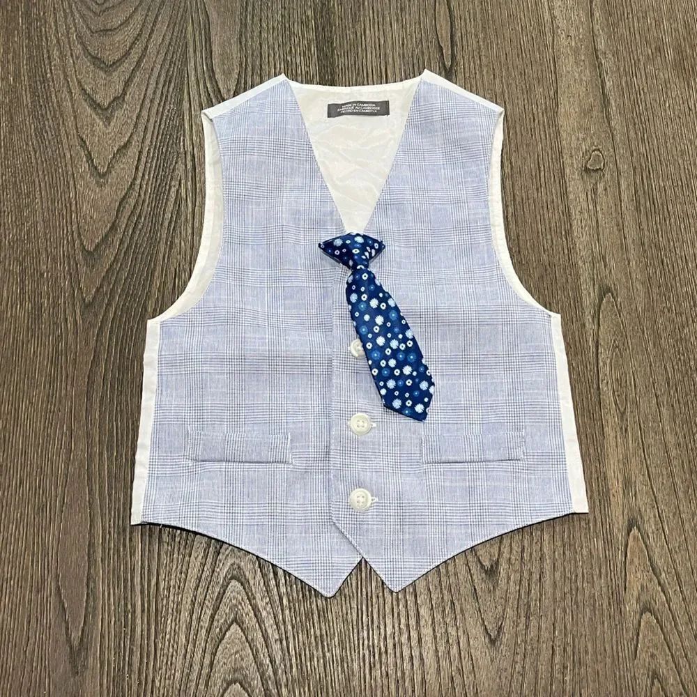 Van Heusen Formal Boys Blue Suit Vest with Tie Size 4T